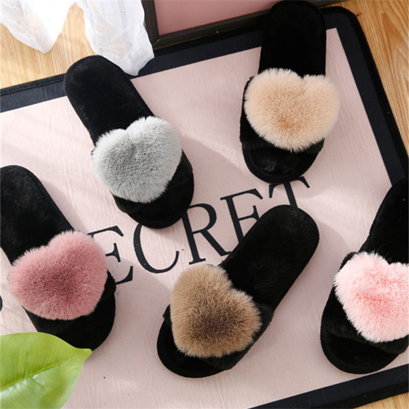 Women Shoes Winter - crriflz Women's Plush Heart Slippers Warm