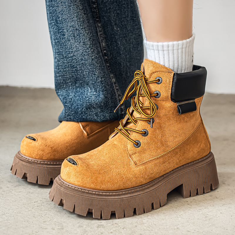 Suede Ankle Boot - Classic High Top Boots Outdoor Leather