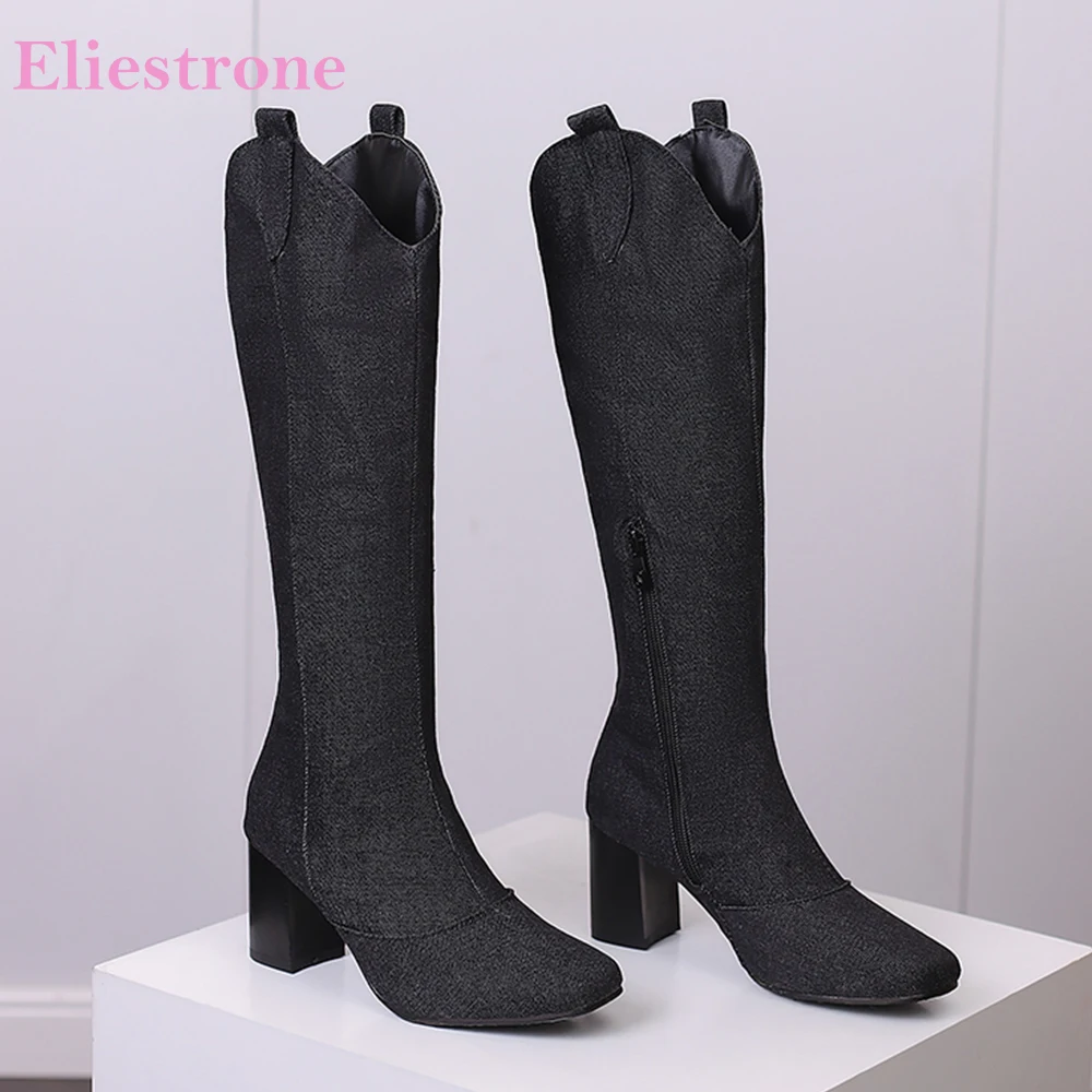 Women'S Shoes In Size 12 - New Winter Black Blue Women Knee