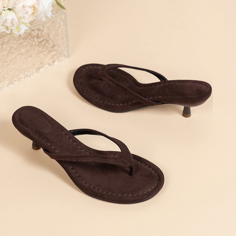 Women'S Shoes Everyday - New Faux Suede Heeled Thong Sandals