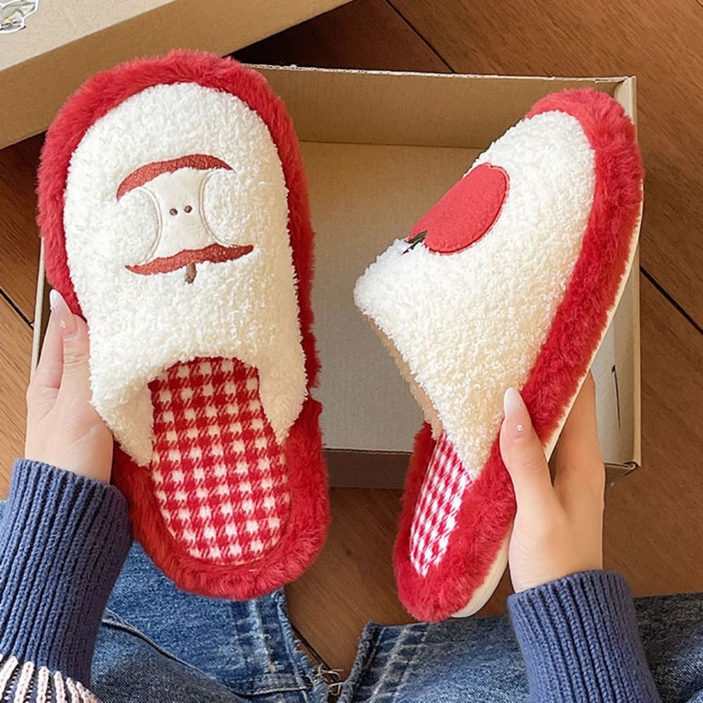 Women Shoes Winter - Fashion Grid Stripe Cute Slippers Non-Slip