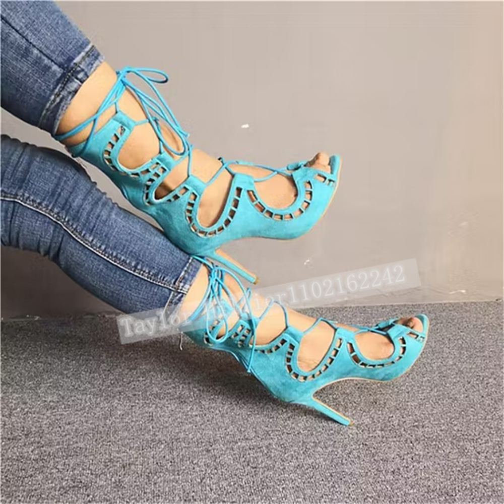 Blue Open-Toe Criss-Cross Stra - Suede Ankle Boot review and price