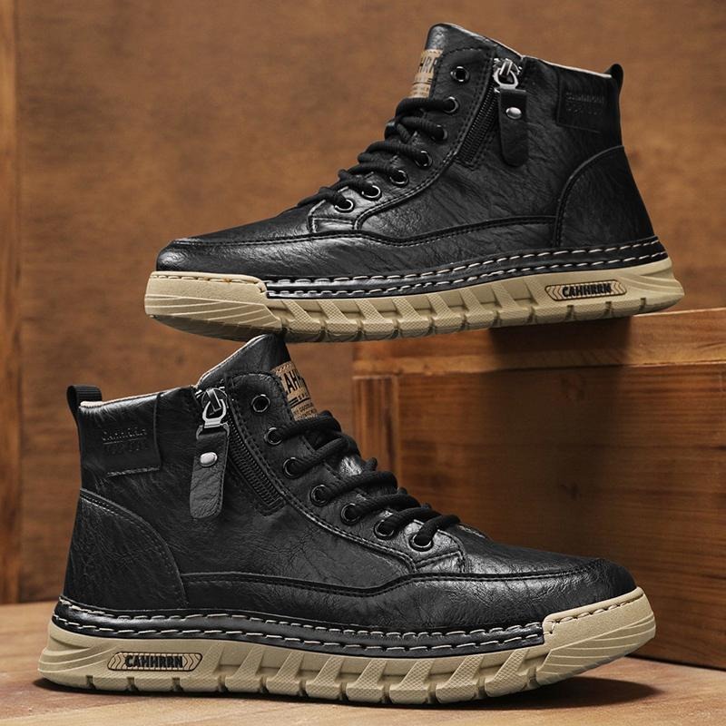 Men Leather High Top Ankle Boo - Suede Ankle Boot review and price