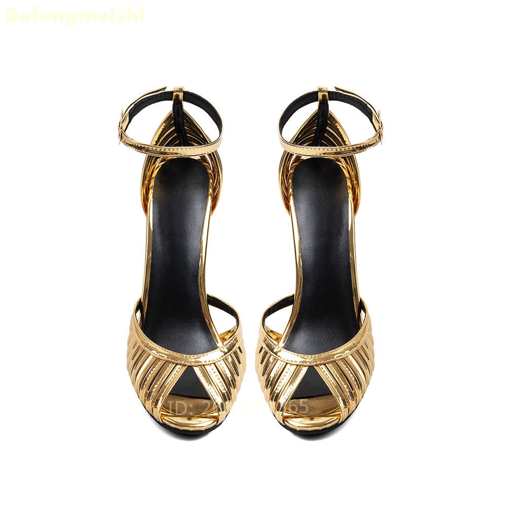 Metallic Gold Cutout Cage Ankl - Metallic Heel Sandal review and price