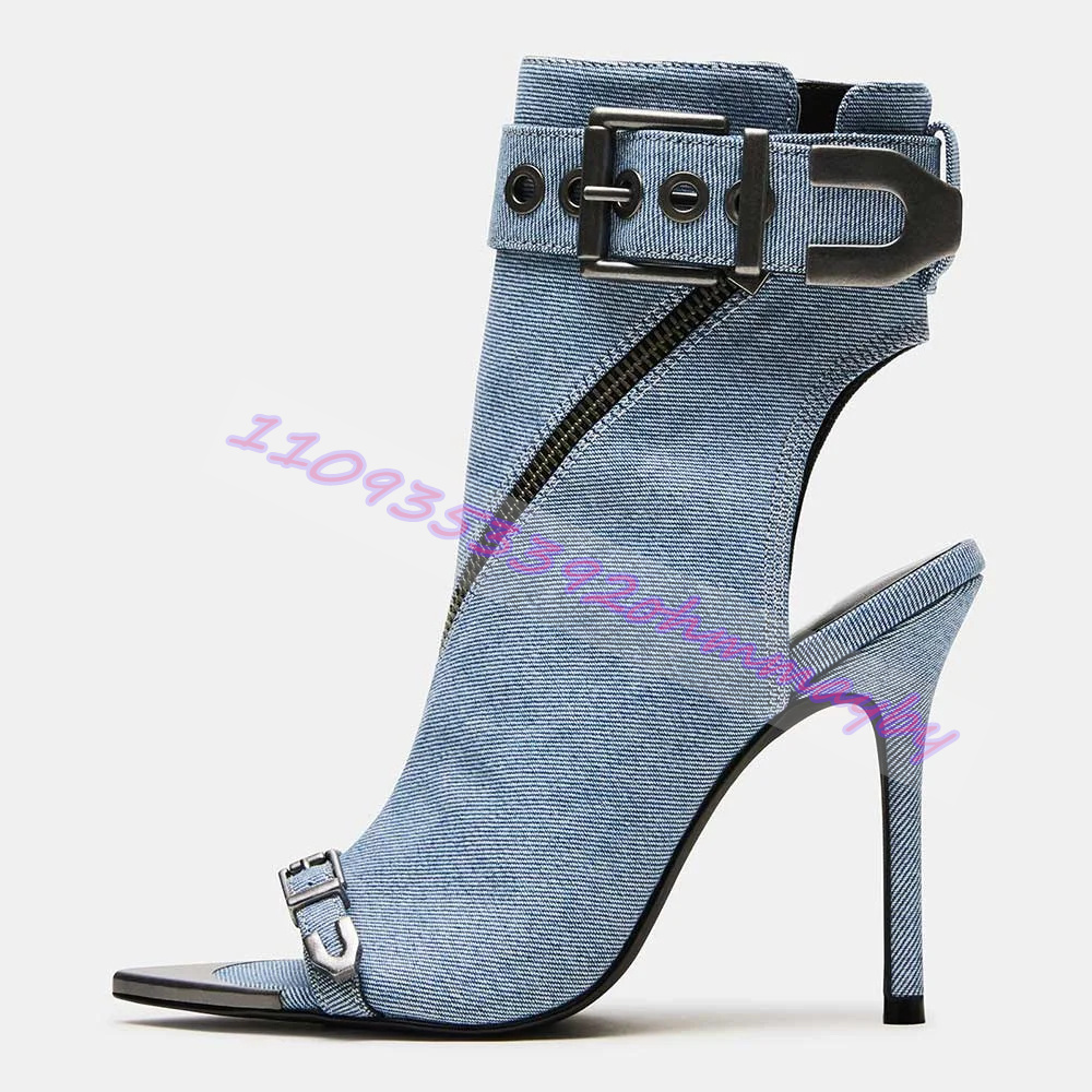 Summer Blue Denim Pointed-Toe  - Suede Ankle Boot review and price