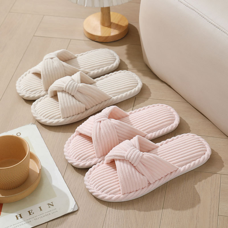 Corduroy Cross Strap Home Slip - Women Shoes Winter review and price