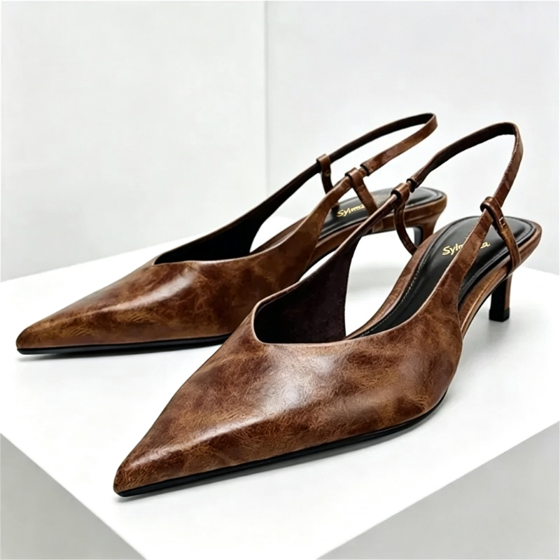 Retro Brown Kitten Heel Design - Women Shoes Brown Colour review and price