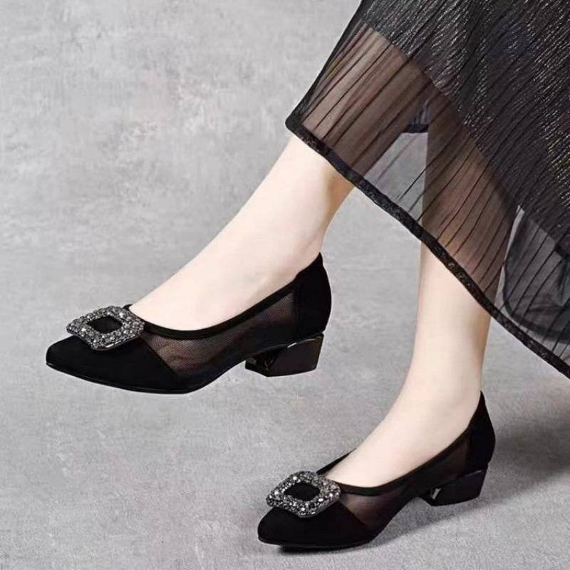 Elegant Pointed Toe Mesh Block - Women Shoes Elegant review and price